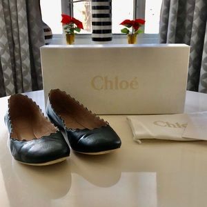 Chloe Dark Green Scalloped Ballet Flat